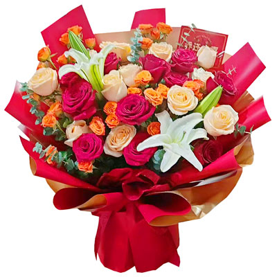 滨州19朵玫瑰百合，爱情永不凋零
