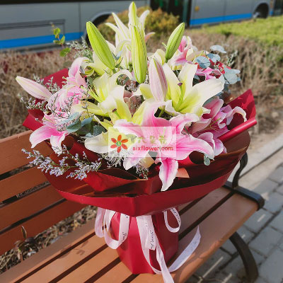 滨州8支多头百合,万事如意喜上加喜