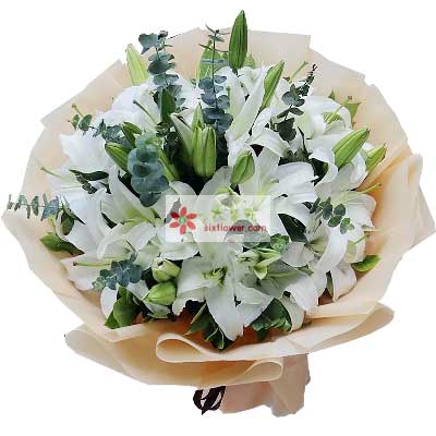 滨州9支白色多头百合，祝福你幸福