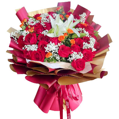 滨州33朵红玫瑰百合，爱如同花般绽放